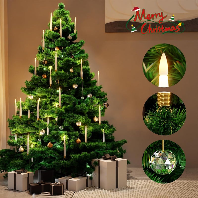 AFINETH Christmas Tree Candles with Remote, 12 Pack Battery Operated Christmas Candles, LED Candlesticks for Xmas Tree Decoration, Flickering Flameless Taper Candle for Home, Party Decor with Icicle Hooks - Image 3